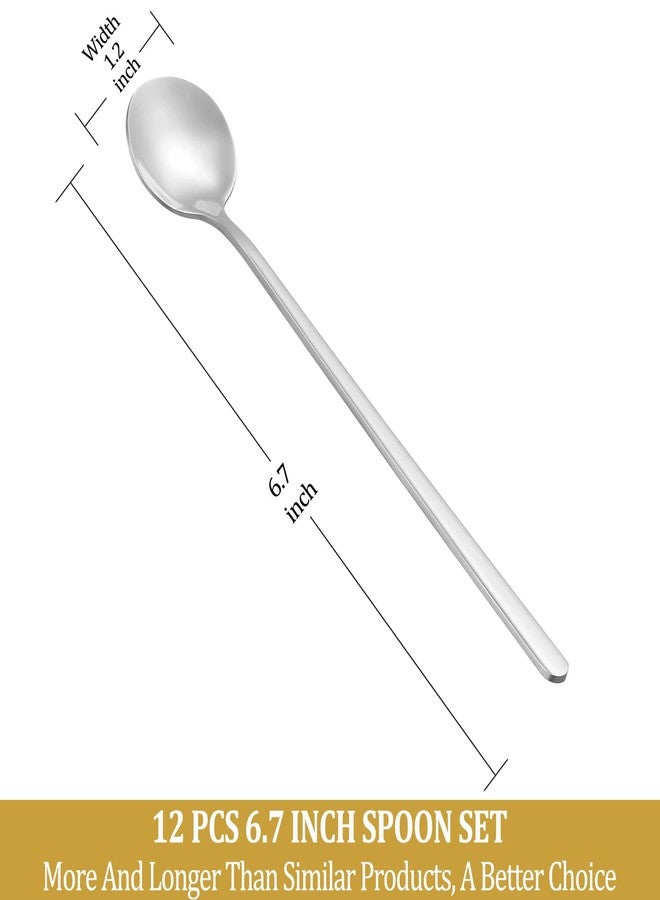 NEWDRIP 12 Pcs Teaspoons Set, 6.7 Inch Tea Spoons Long Handle, Small Teaspoons, Food Grade Stainless Steel Spoons, Long Spoon for Stirring, Metal Espresso Spoon, Coffee Bar Accessories - Image 2